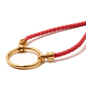 ※소비자판매용※[La loop](#972LC)Coral Braided Leather with Gold Plated Loop
